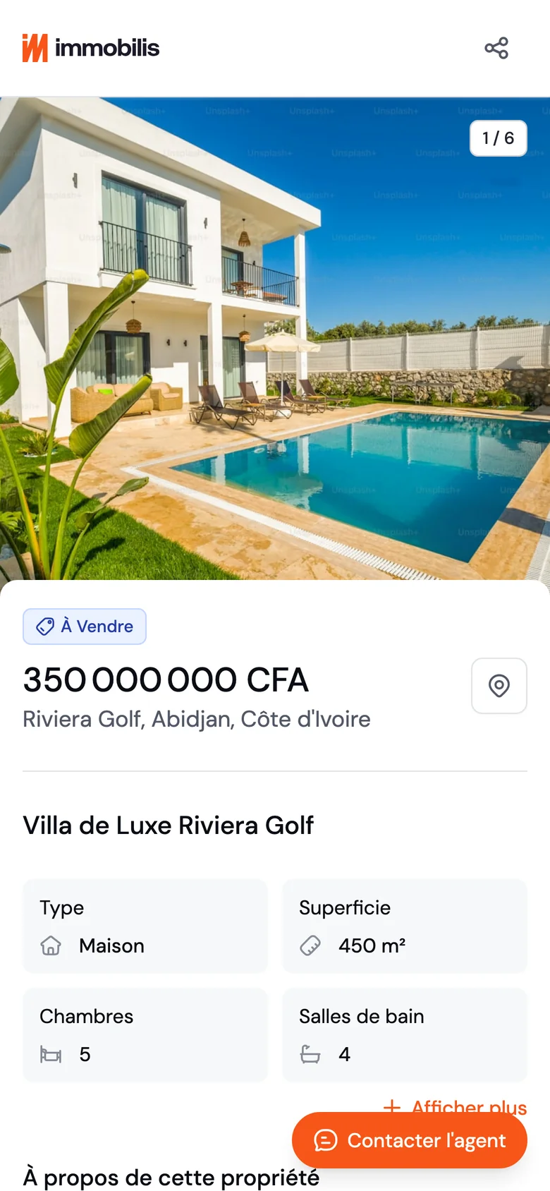 La même annonce sur mobile